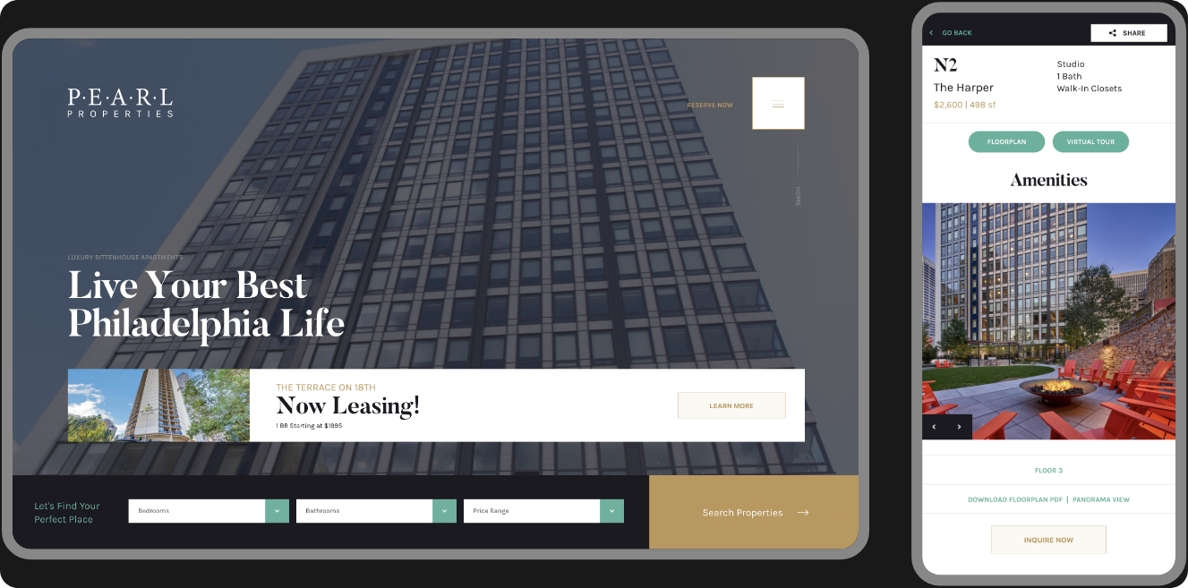Pearl Properties Desktop and Mobile Layouts