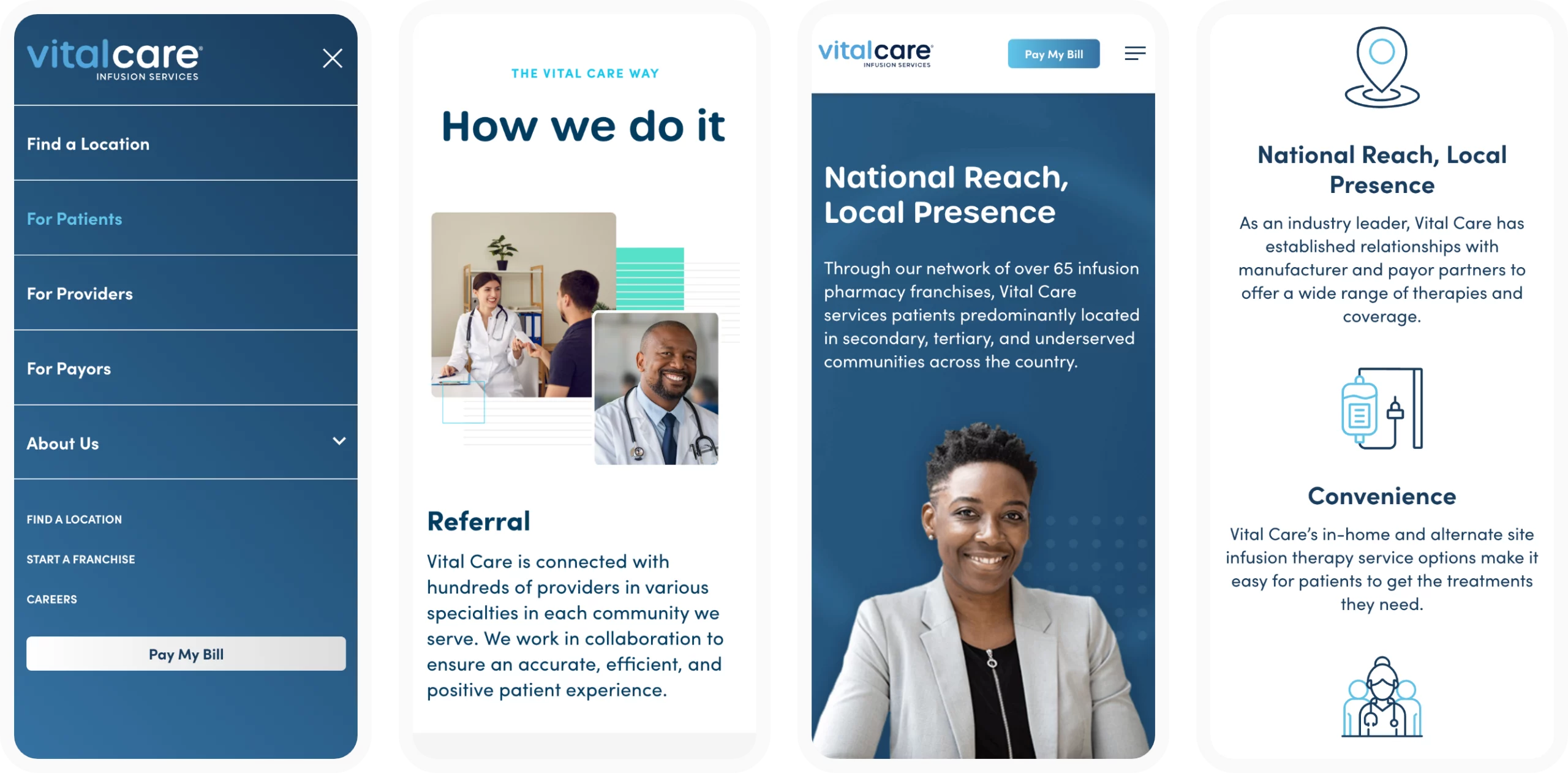Vital care mobile page layouts