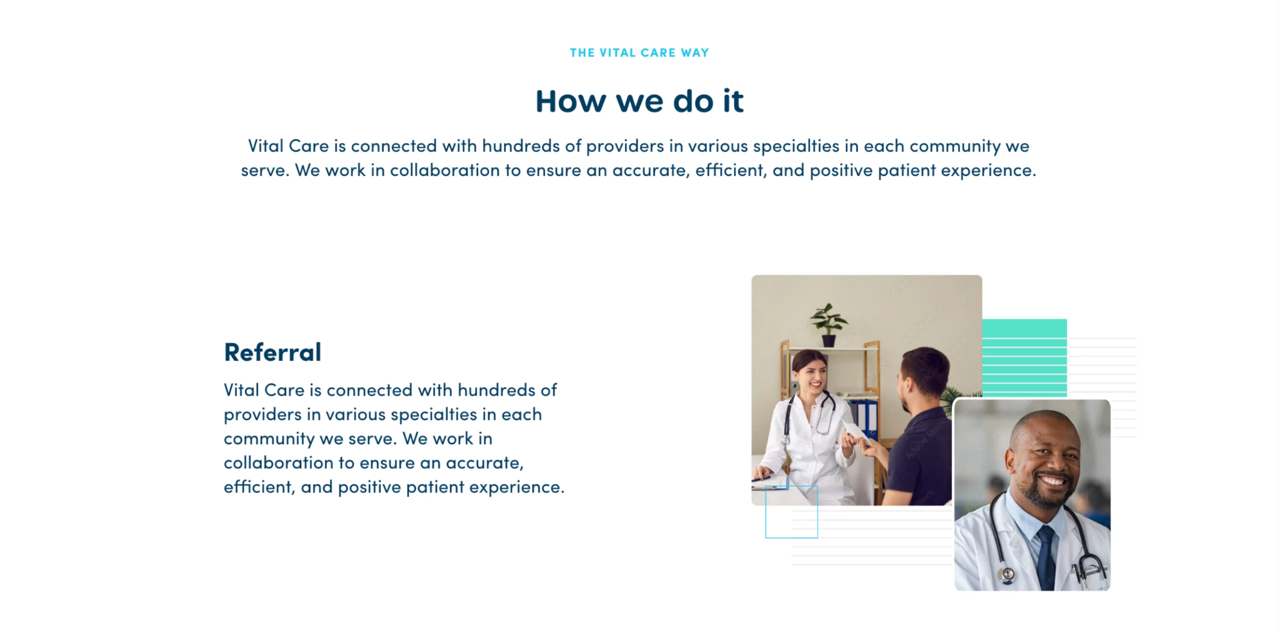Vital Care page layout